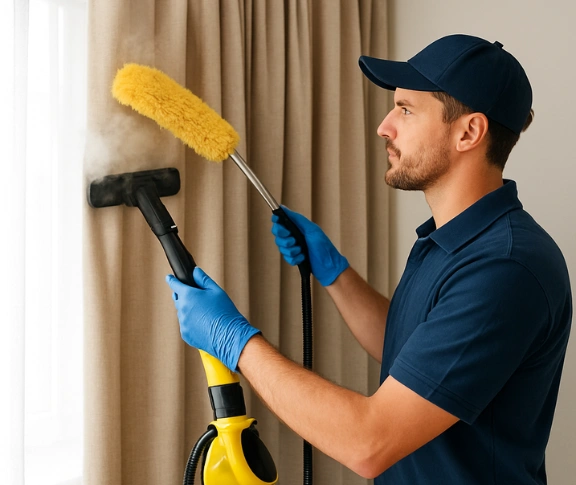 Trusted curtain steam cleaning technician Matty Curtain Cleaning labrador QLD
